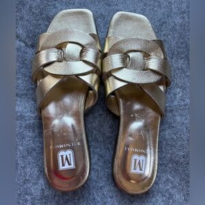 M by Bruno‎ Magli Gold Flats Size 36.5 or US 6 EUC